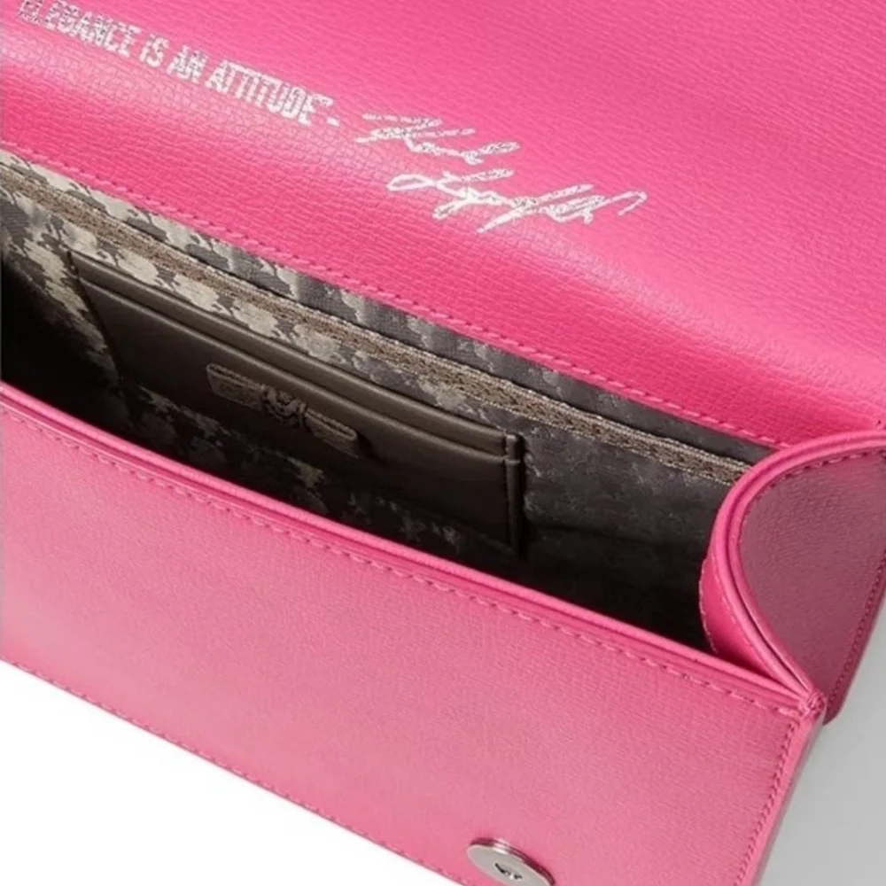 💕▪️ Karl Lagerfeld▪️ top pink handle Simone Flap Crossbody satchel
